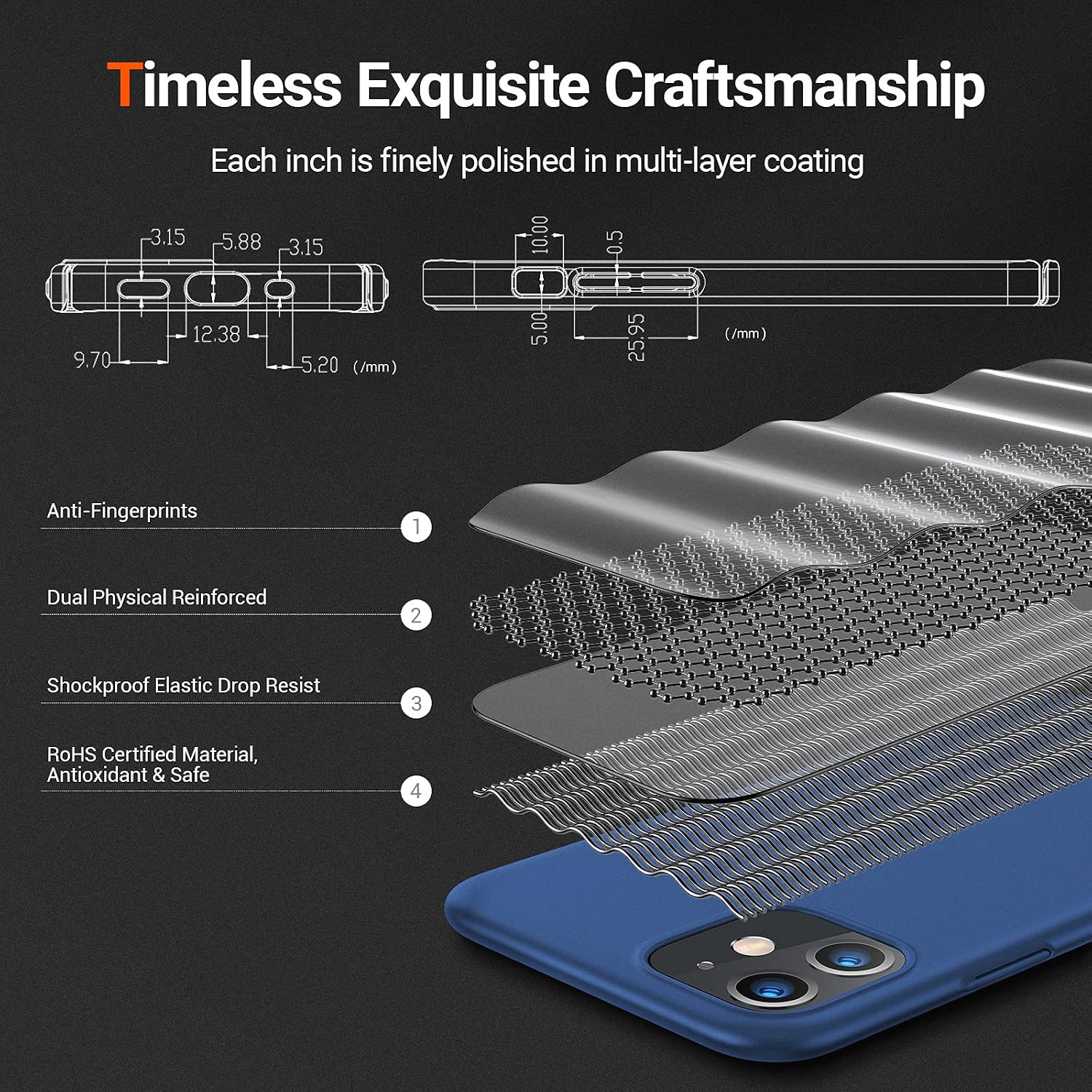 TORRAS Slim Fit Compatible for iPhone 11 Case 6.1 inch, Hard Plastic PC Ultra-Thin Phone Cover Case with Matte Finish Coating Grip for iPhone 11 Phone Case, Navy Blue