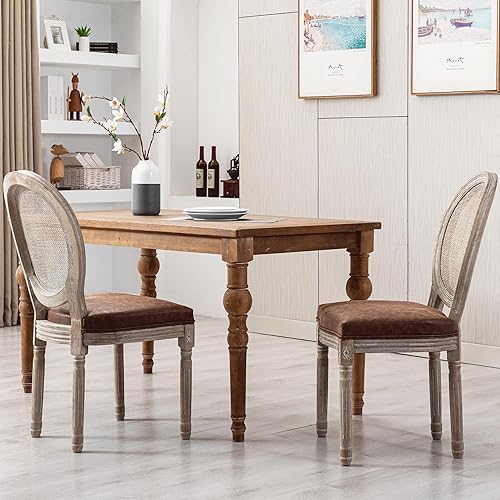 Miniatura 51 de Juego de 4 sillas de comedor de piel sintética, sillas de cocina de mediados de siglo, sillas Parsons tapizadas, sillas laterales con respaldo de