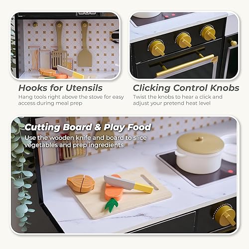 Miniatura 3 de Teamson Kids Cocina de madera para niños pequeños con accesorios, juego de cocina de simulación para niños a partir de 3 años, juego de cocina de