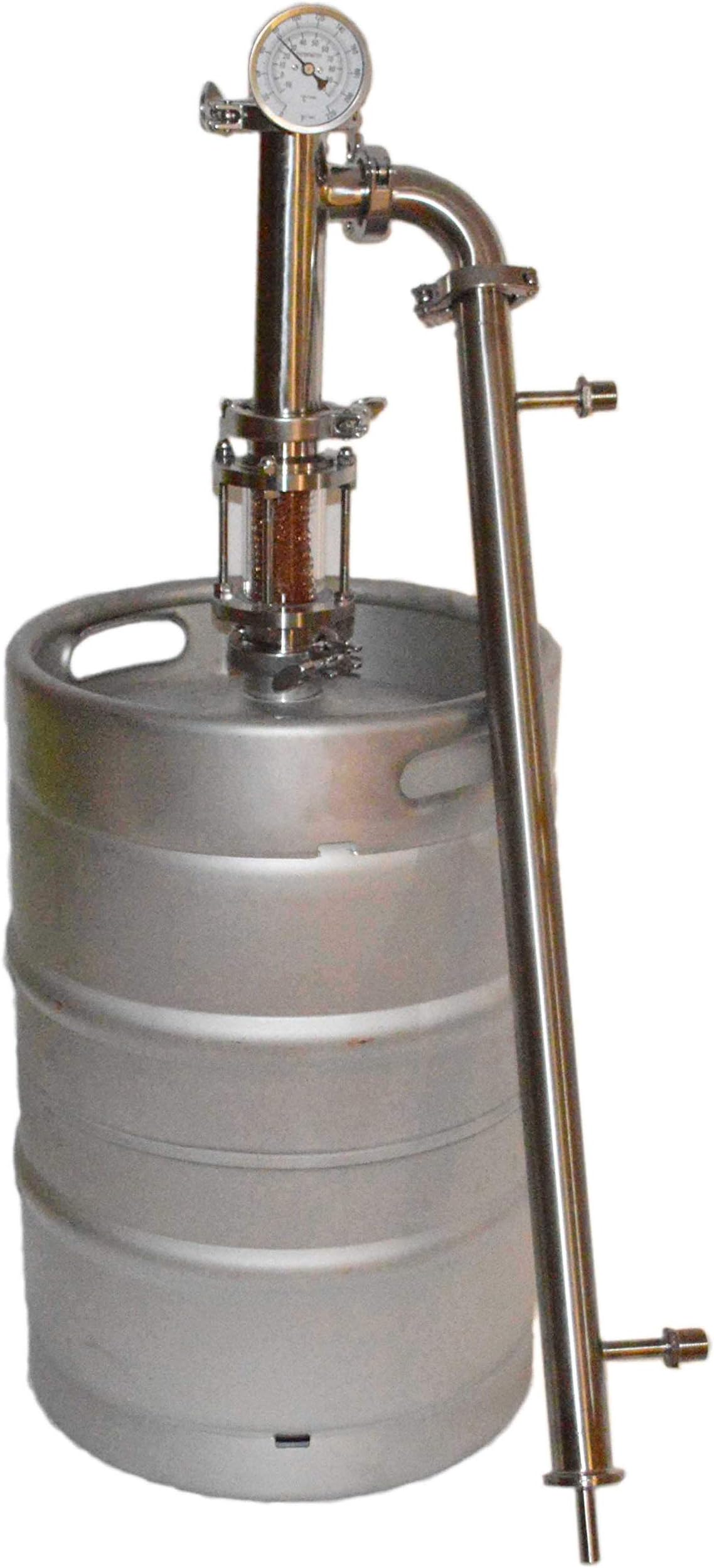 Sanke Keg Pot Head Sight Glass Still - NPT Water Connections - including Keg Boiler