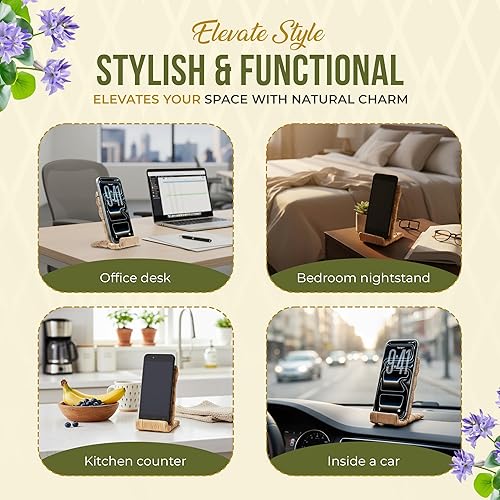 Miniatura 5 de Ahyra - Soporte de mimbre para escritorio, tejido a mano, soporte para teléfono celular de jacinto de agua, resistente soporte para tableta,