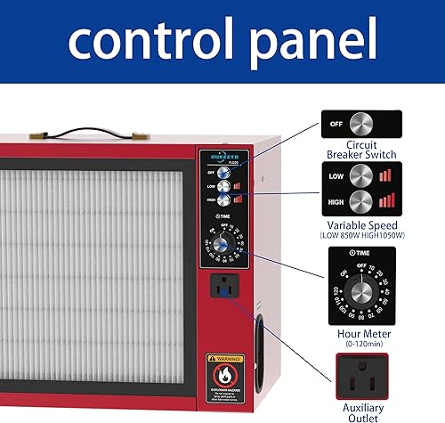 Miniatura 3 de OUKEETO Sistema portátil de filtración de aire de admisión colectores de polvo de mesa (850-1050CFM) para carpintería, filtro de aire móvil con