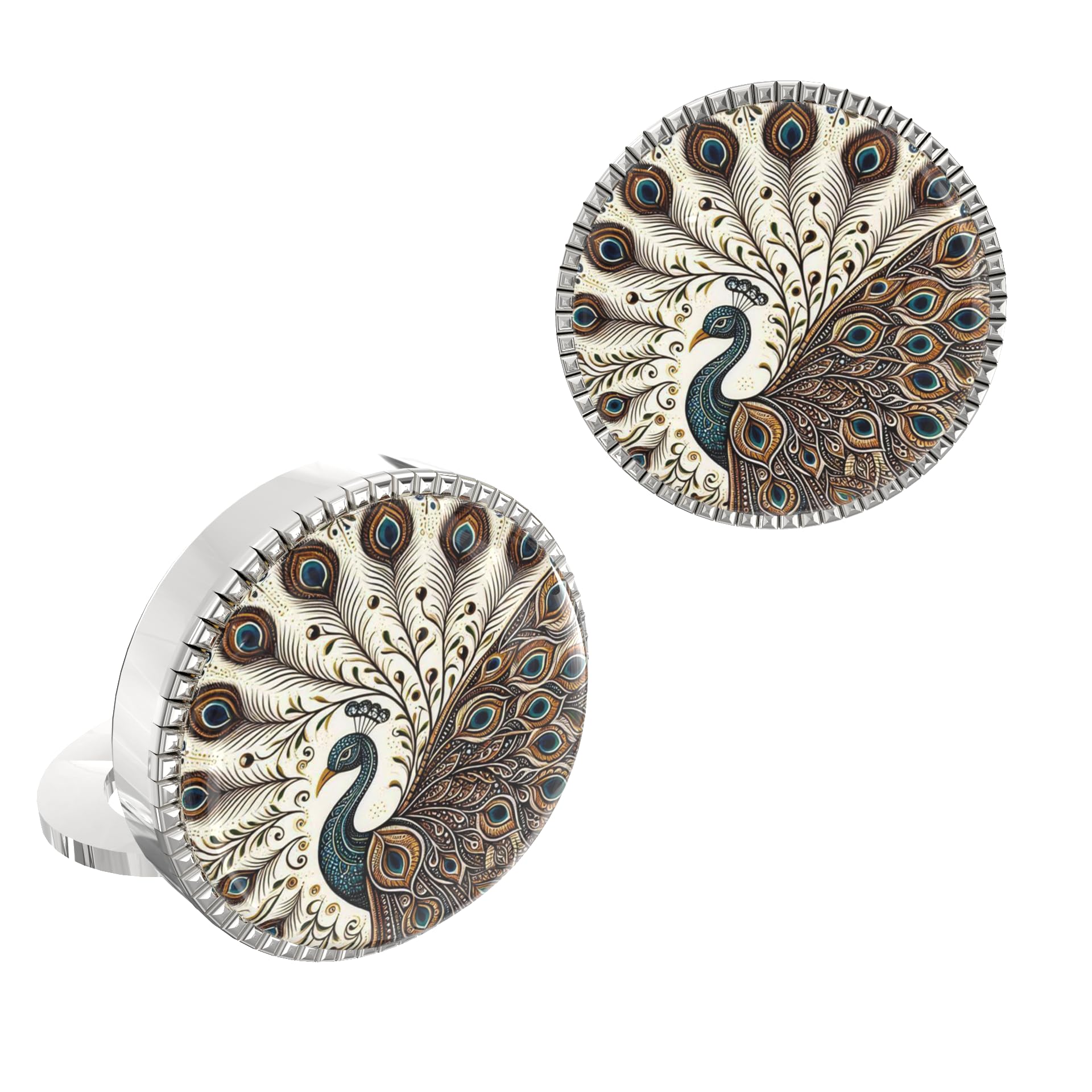 the smart buttons 18K Yellow Gold Colour Plated Regal Peacock Button Cover Cufflinks for Men – Multicolour Snap-on Shirt Accessory – Elegant Gift for Weddings, Celebrations & Festival Wear-picture-36