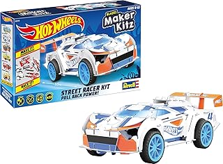 Revell- Coche de Juguete Mach Speeder 1:32 con Salto Hot Wheels Maker Kitz: Montar y Conducir, con Motor de tracción (Pull Back), Color Blanco/Naranja (50310)