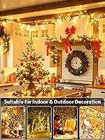 Vista 34 de Guirnalda de luces de Halloween extensible de 200 LED de color morado, extralarga de 82 pies, para interiores y exteriores, 8 modos de iluminación