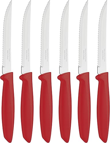 Tramontina Juego de 6 cuchillos de frutatomate (rojo, punta puntiaguda)