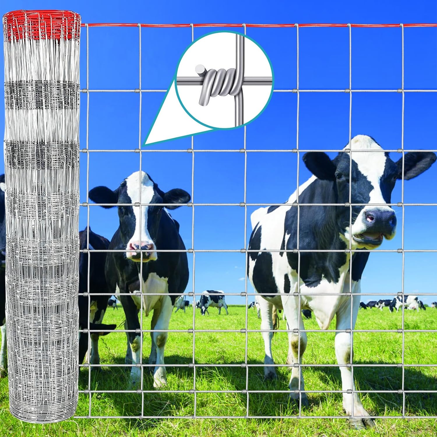 Farm Fence 4ft x 164ft Heavy Zinc Coating Cattle Fence,Galvanized Field Wire Fencing Deer Fence,Goat Fence,Hog Wire Fencing for Yard Livestock & Animals Protection