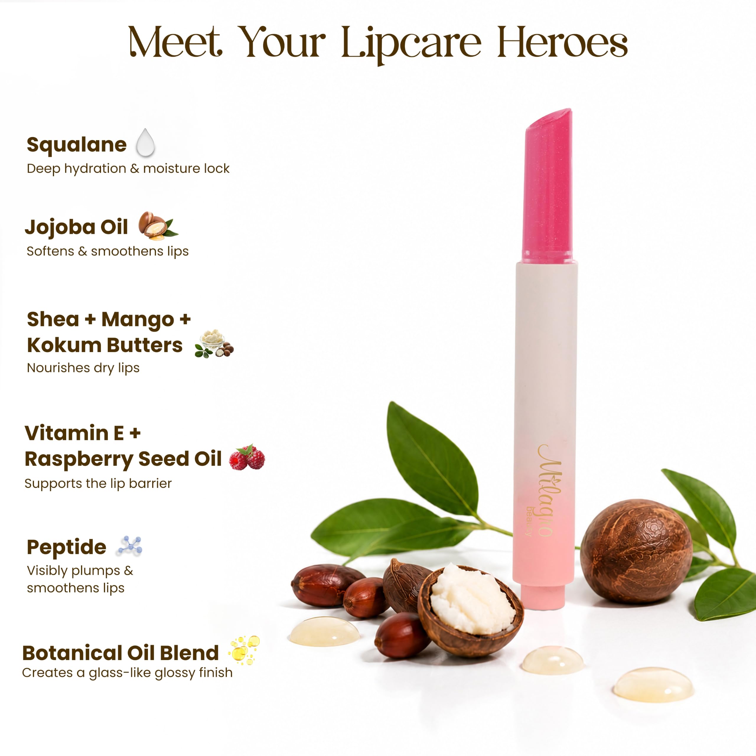 Milagro Beauty Gloss Lip Balm | Hydrating Glossy Lip Glaze Stick | Jojoba Oil & Shea Butter – Non-Sticky Shine, Peptide-Infused Formula (Pink Lemonade) 3