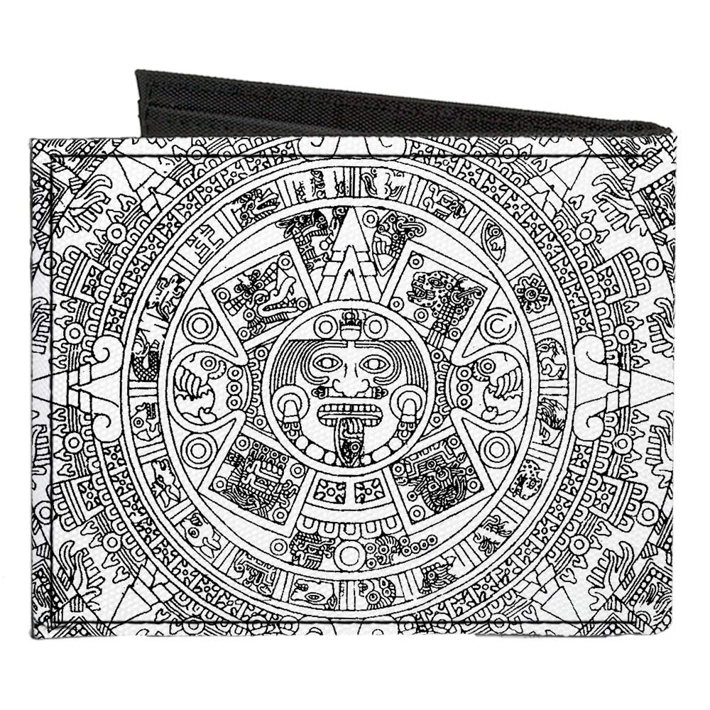 Buckle-Down Men's Standard Canvas Bifold Wallet Aztec Calendar, 4.0