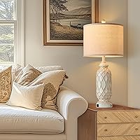 Vista 2 de Juego de 2 lámparas de mesa de 28 pulgadas para sala de estar, lámparas de estilo granja para dormitorio con puertos USB, lámpara de mesa de noche