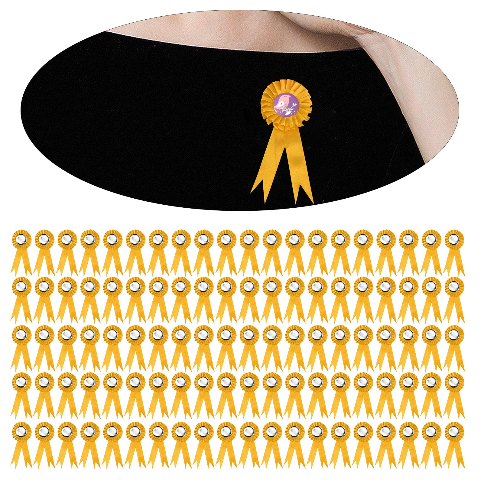 100 Set Robuste Anstecknadeln aus Weißblech Zum Selbermachen von Anstecknadeln für Hochzeiten, Partys, Weihnachten, Frühlingsfest (Gelb)