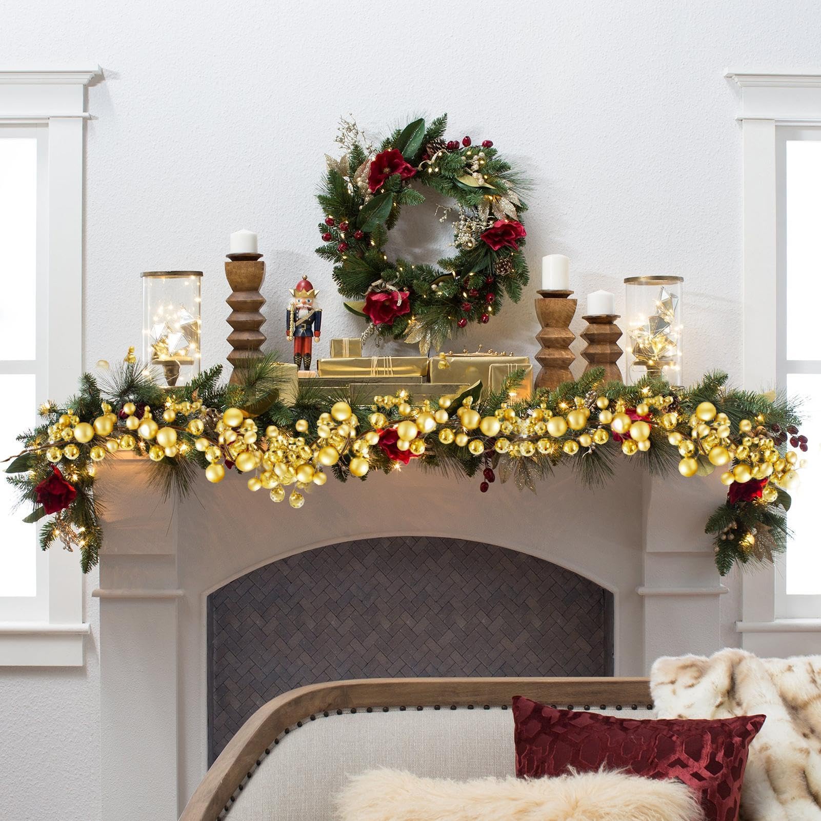 Guirnalda con Bolas para Árbol Navideño Decoración Ajustable