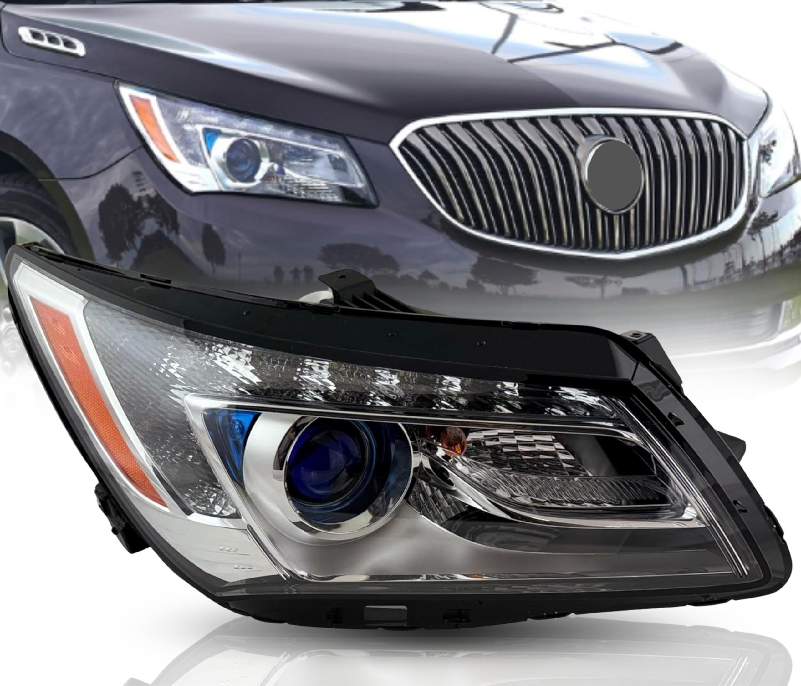 ALLIGATOR AUTO LIGHTS Genuine Replacement For Buick 2014 2015 2016 Base/Leather/Premium/Sport Touring LaCrosse Headlight Assembly | W/Bulbs | Halogen