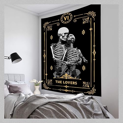 Miniatura 3 de Tapiz de calavera para colgar en la pared, tapiz artístico de pared, tapiz estético para dormitorio, tapiz blanco y negro, decoración de habitación