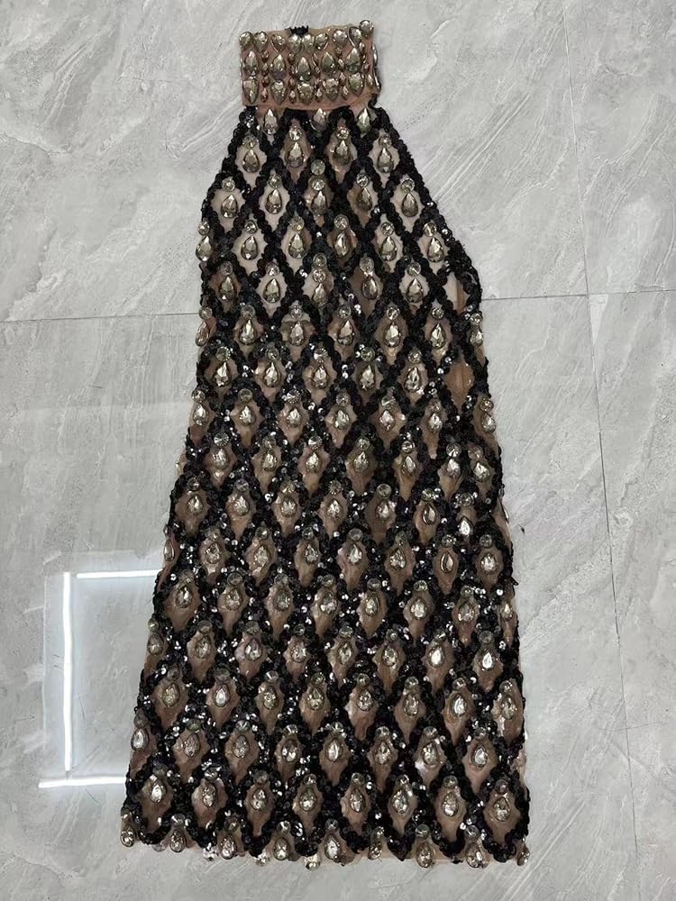 slim fit dress slacks Gold & Black Strapless Rhinestone Mesh Two-Piece Dress Gold / 2