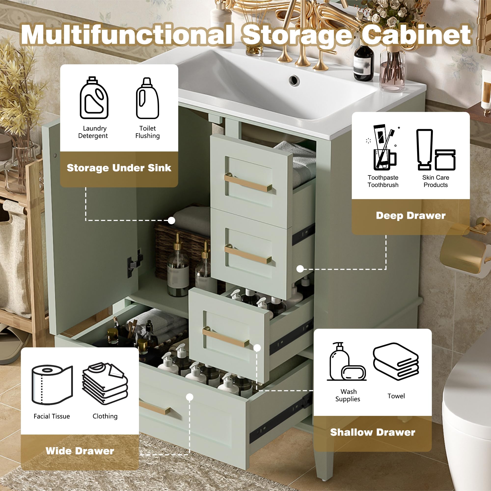 5 Best Shallow Bathroom Vanity Picks for 2026 2 Favfurish 24.8' Bathroom Vanity with Ceramic Sink, Freestanding Bathroom Cabinet — product photo