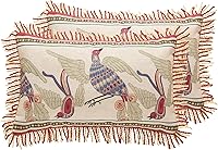 Vista 48 de patdrea Fundas de almohada de diseño floral vintage para sofá, fundas de almohada de lino marrón amarillo con patrón de pájaro y rosa, cojín