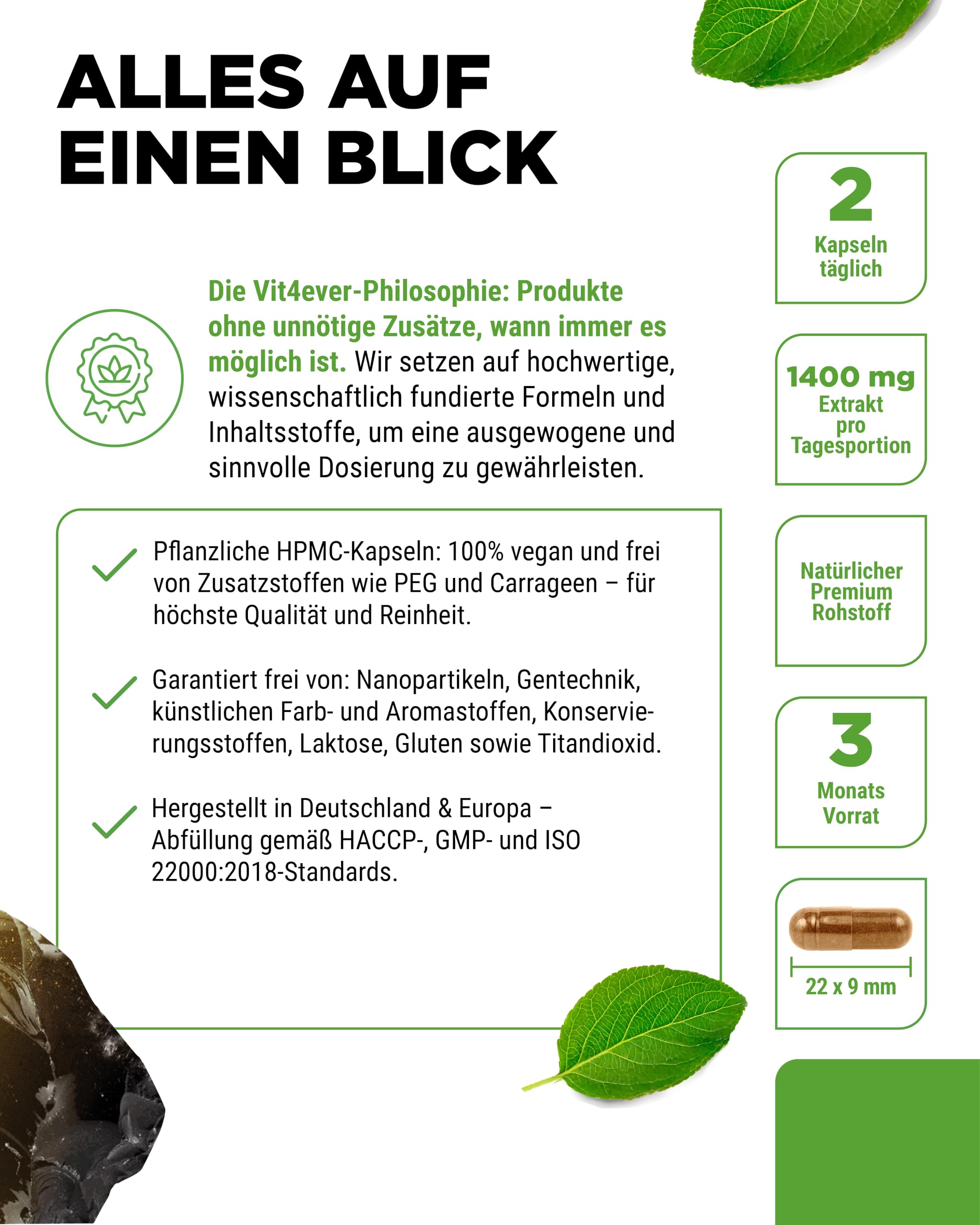 vit4ever Mumijo Shilajit - 180 Kapseln - 10:1-1400 mg - 10:1 Extrakt | 1400 mg pro Tagesdosis, hochdosiert, Original Himalaya 10:1 Extrakt, ohne unnötige Zusätze, vegan