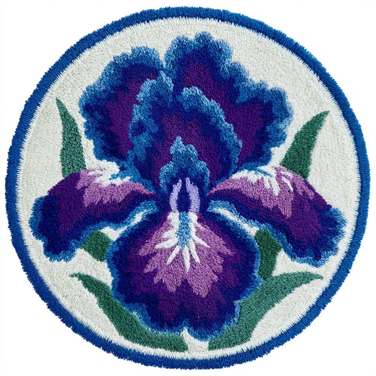 Kitquiver Latch Hook Carpet Kits Blue Iris 100x100cm