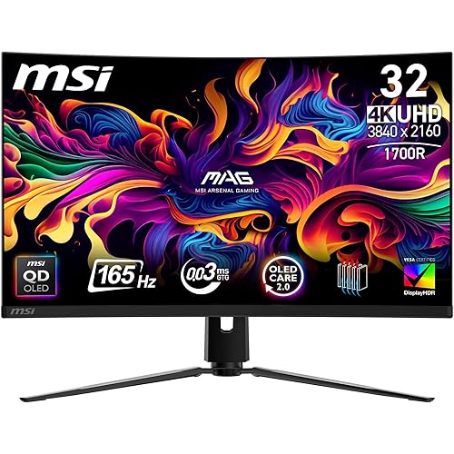 MSI MPG 321CUP QD-OLED Ecran Gaming incurvé 32'' 4K UHD - 1700R, Dalle Quantum Dot OLED 3840 x 1080, 165 Hz / 0.03 ms, DisplayHDR True Black 400, G-Sync, HDMI 2.1, DP 1.4a, USB Type-C (PD 15W), Noir