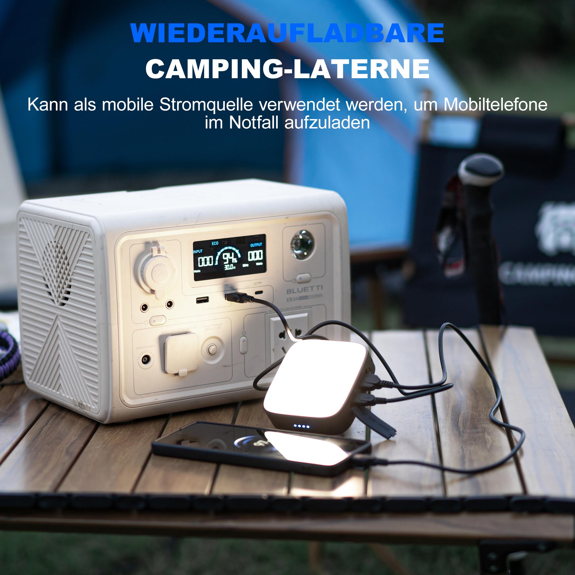 WUBEN F5 Campinglampe Aufladbar, 500 Lumen LED Campinglampe 3 Lichtmodi