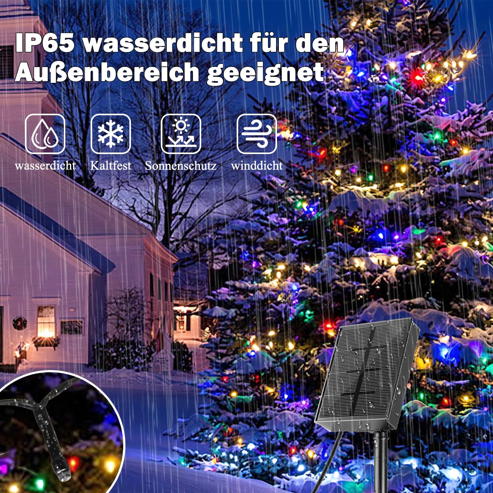Kelenpro 2 Pezzi Catena di Luci Solari per Esterni, 20M 200LED Catena Luminosa Esterno Solare, Luci Solari da Giardino 8 Modalità IP65 Luce Esterno Decorazioni per Giardino,Natale,Matrimonio-Colore