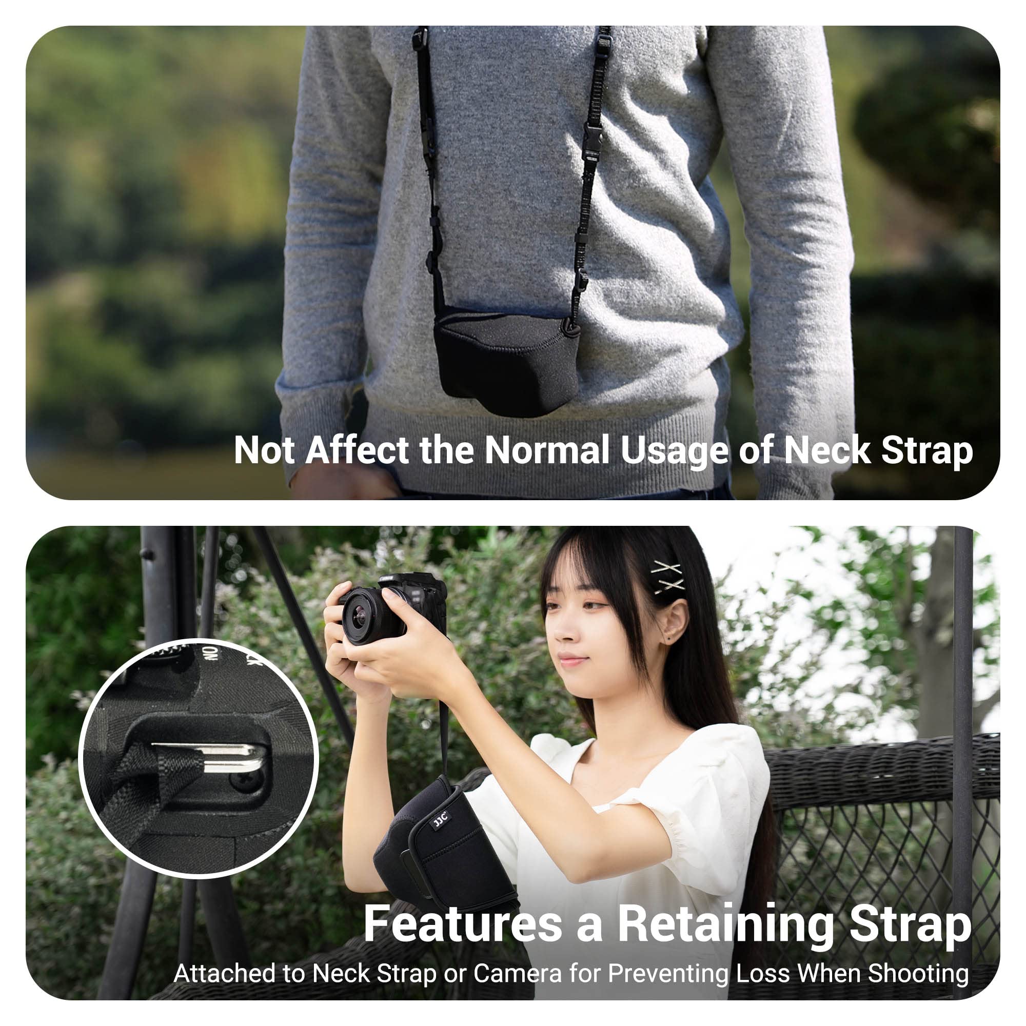 JJC Étui de Protection Ultra Léger sans Miroir pour Leica Q3, Canon EOS R7 R10 avec Objectif RF-S 18-45 mm et Autres Appareils Photo Numériques Compacts, Noir, Étui pour Appareil Photo