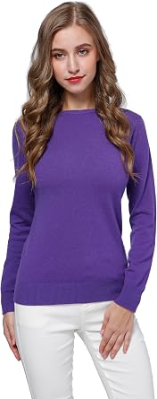 Womens 100% Pure Cashmere Long Sleeve Crew Neck Sweater