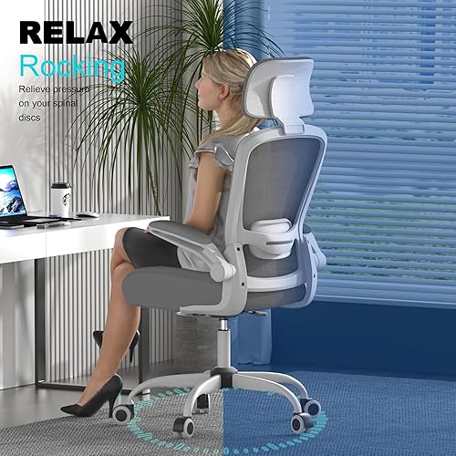 Miniatura 6 de Mimoglad Silla de oficina, silla de escritorio ergonómica de respaldo alto con soporte lumbar ajustable y reposacabezas, silla giratoria
