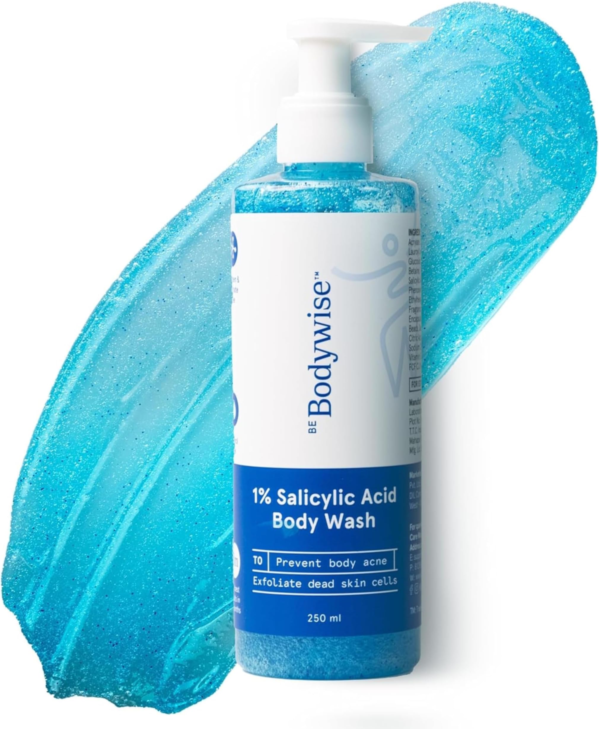 Be Bodywise 1% Salicylic Acid Exfoliating Body Wash Shower Gel 250ml | Prevents Body Acne, Bumpy skin & Deep cleanses | Suitable for All Skin Types.