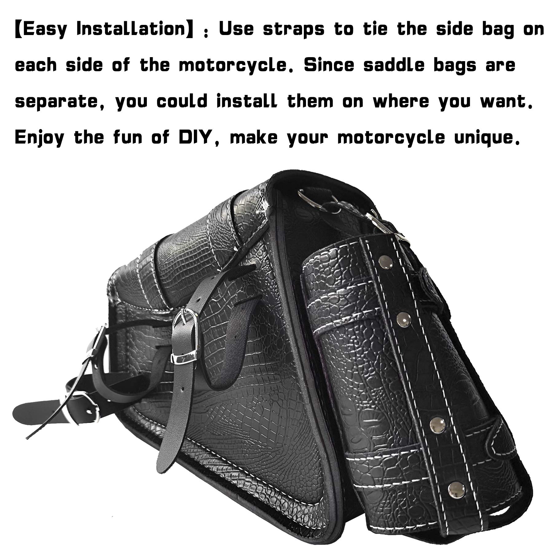Amazon.com: JIAjie Crocodile PU Leather Motorcycle Side Bag