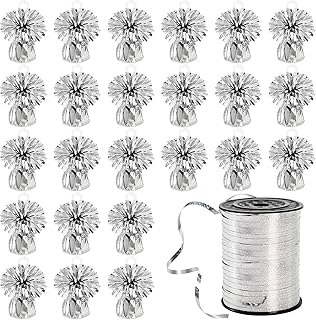 Frcctre 24 Pack Balloon Weights Metallic Silver Anchors Balloon Holder F...