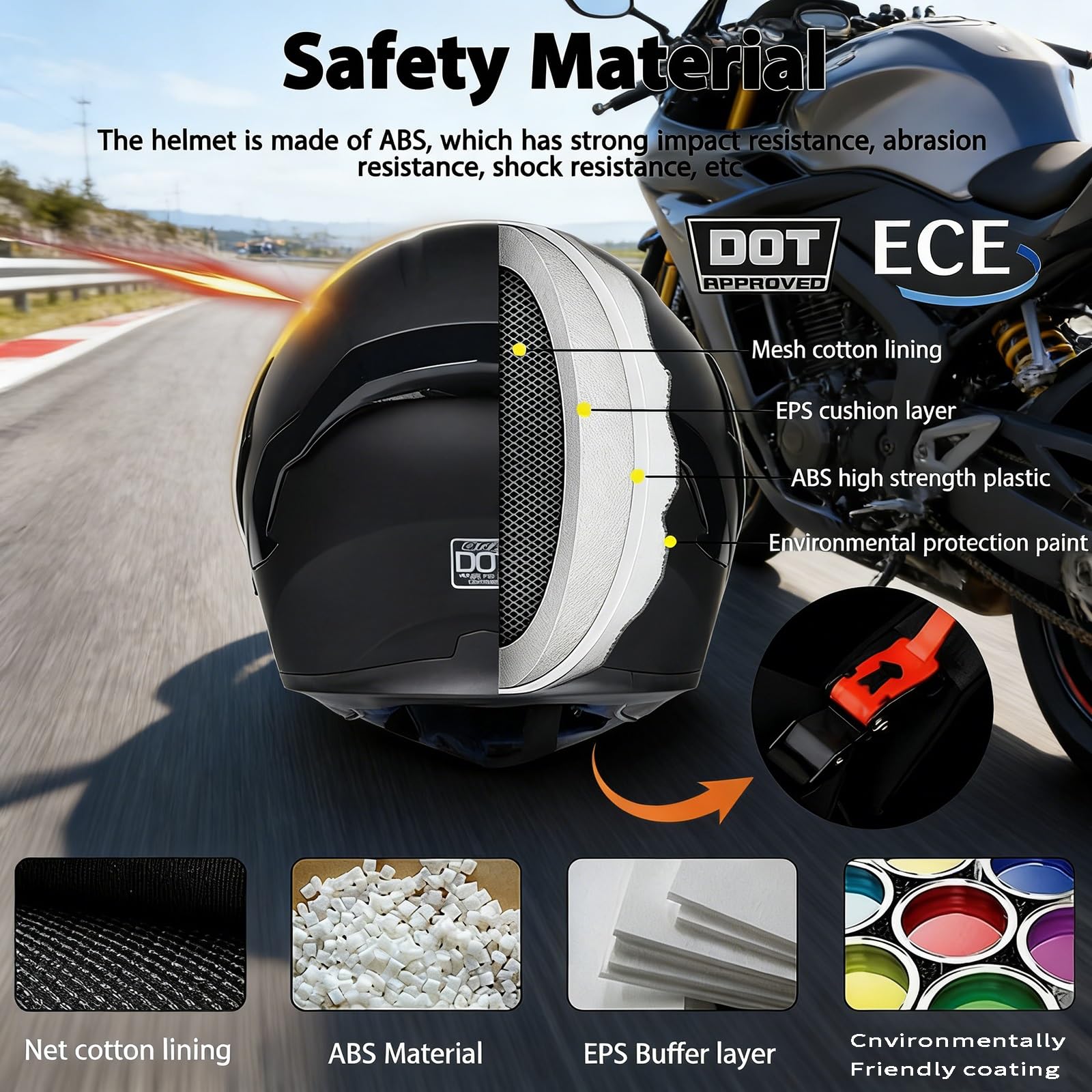 Klappowy Kask Motocyklowy Integralny, ECE-certyfikowany z Integrowaną Wizjerą Słoneczną - Unisex Cały Rok dla Motocykli Ulicznych i Wyścigowych