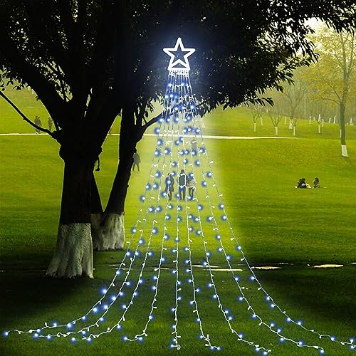 Miniatura 10 de PUHONG Luces de Navidad que cambian de color, cadena de luces 4 en 1 para exteriores, 16.4 pies, 320 luces LED de Navidad 11 modos, impermeable y