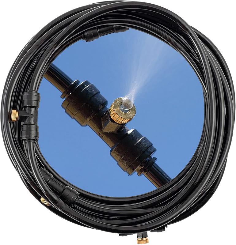 O2COOL Rechargeable 25ft Outdoor Misting Rope with 6 Nozzles for Patio | NO Water Hose or Power Source Needed, For Outside Patio or Reptiles