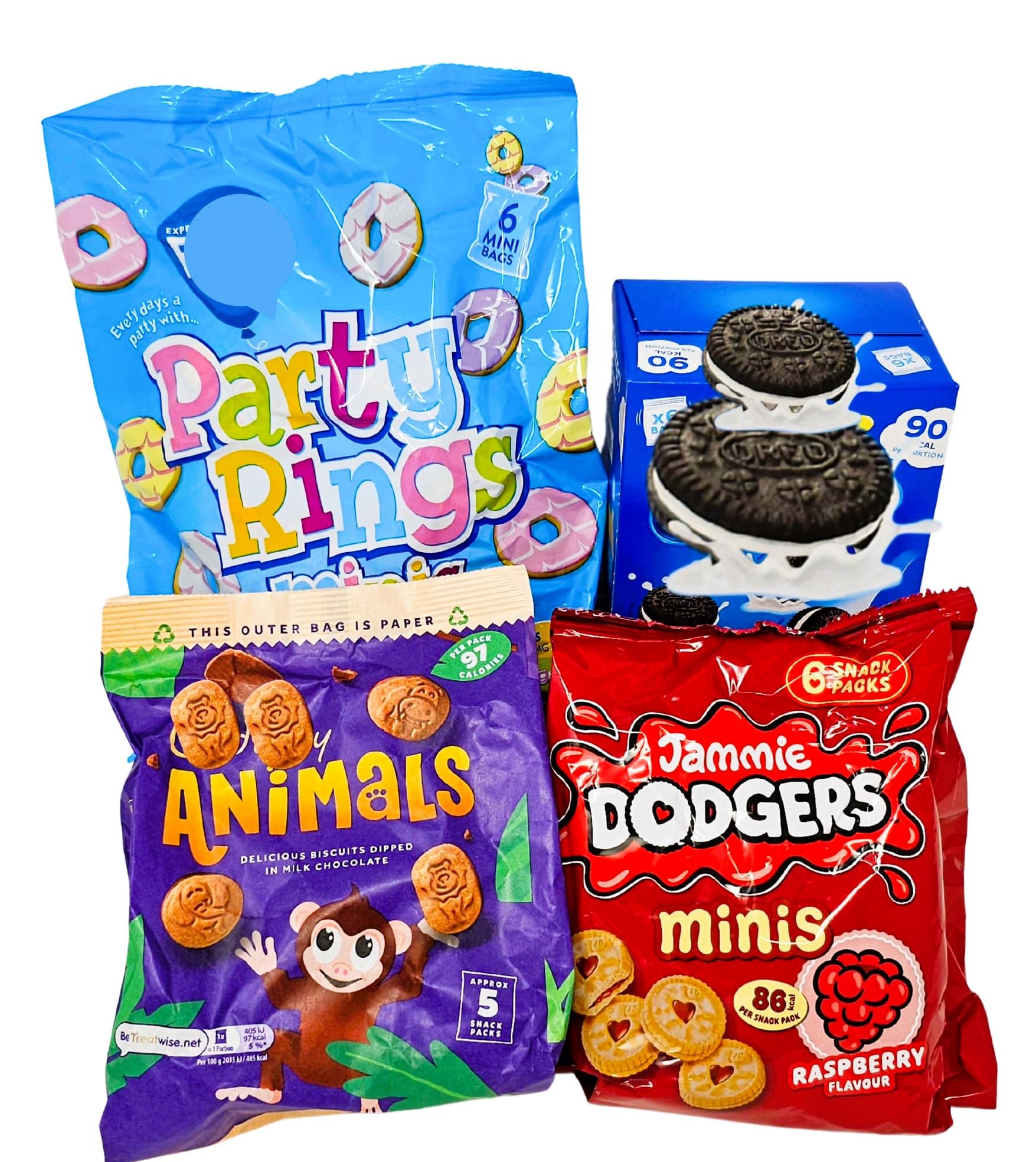 Mini Biscuits Multipacks Kids Snacks – Jammie Dodgers x6, Party Rings x6, Freddo Mini Animals x5, Chocolate Sandwich Biscuits x6 + Kitchen Fella Movie Night Treats Guide | Lunchbox Snacks