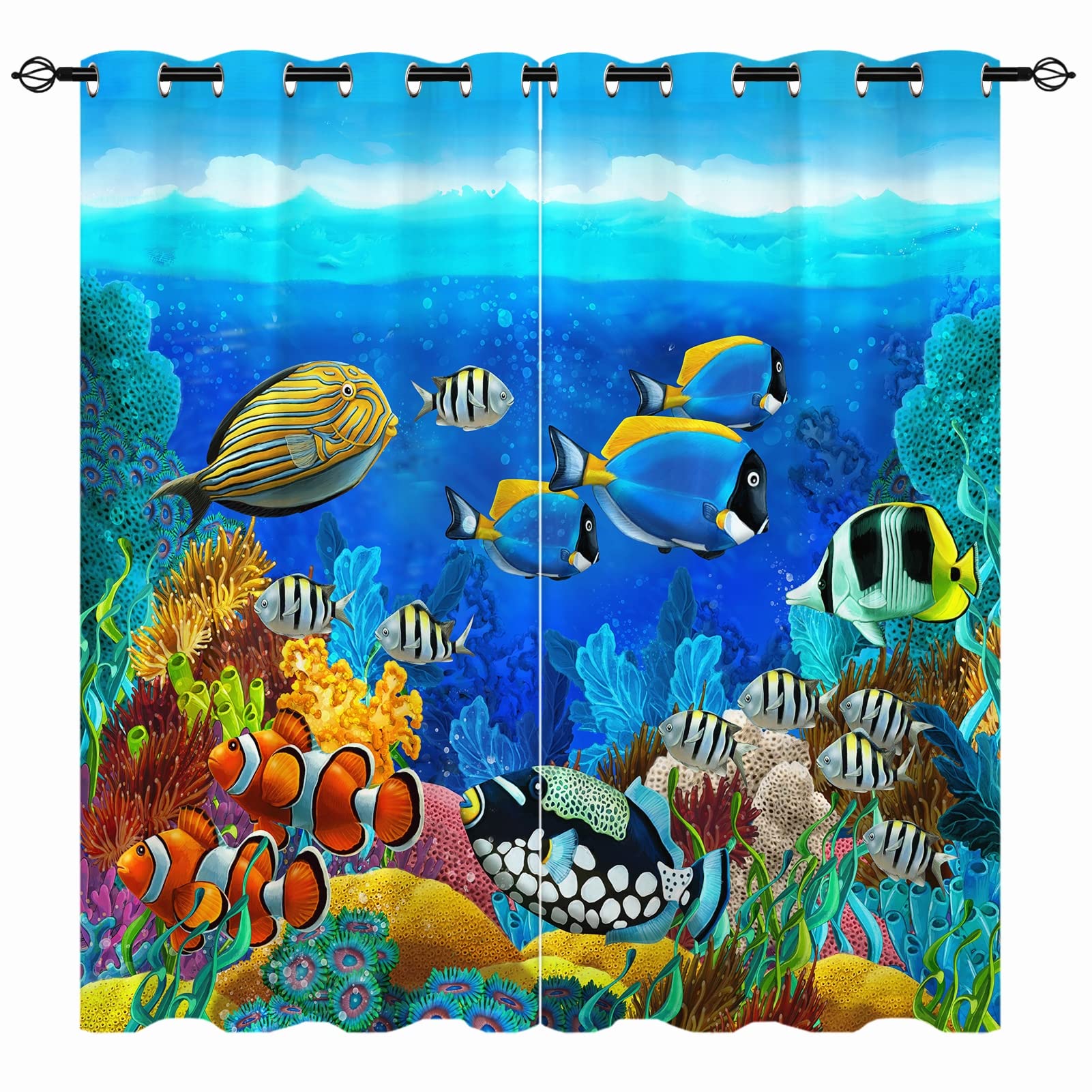 YUANZU ABC Curtains - Kids Boys Girls Eyelet Blackout Alphabet with Cartoon Animals Print Pattern Thermal Insulated Room Darkening Window Drapes for Nursery Baby Bedroom 2 Panels W117cm x D137cm — view 20
