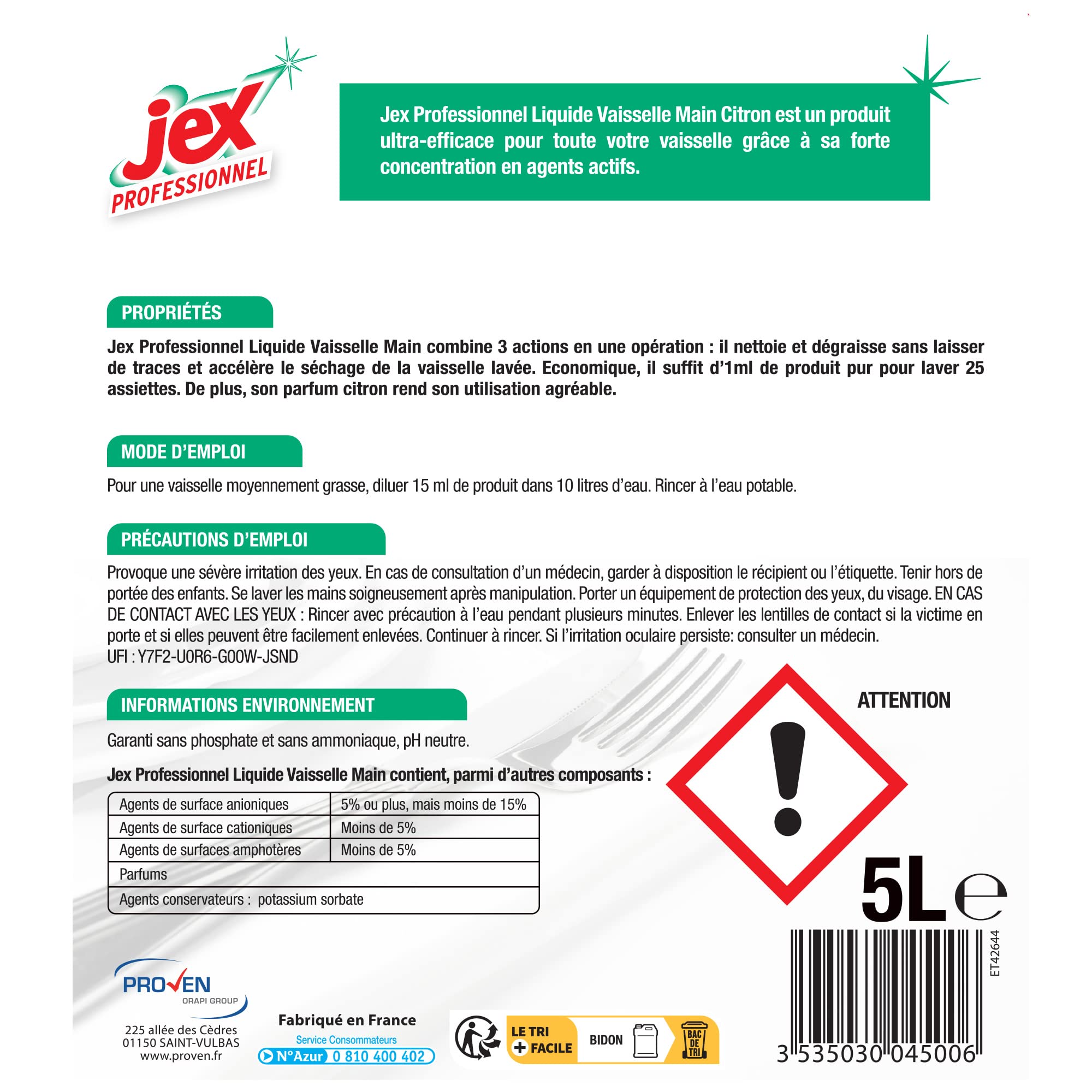 Jex pv00450004 Pro LVM Geschirrspülmittel Lemon