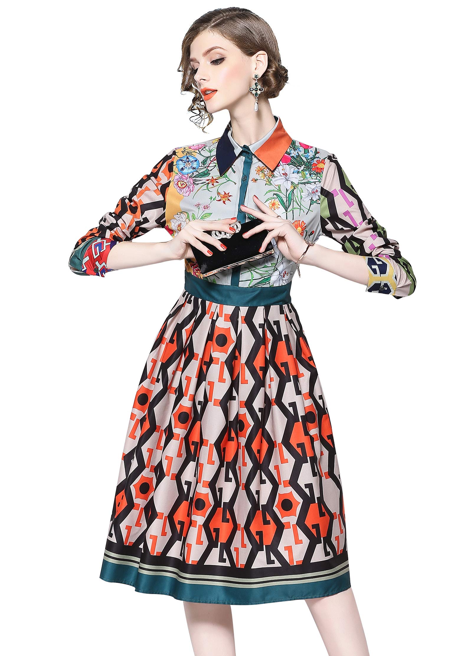 LAI MENG FIVE CATSLAI MENG FIVE CATS Women's Floral Print Button up Dress