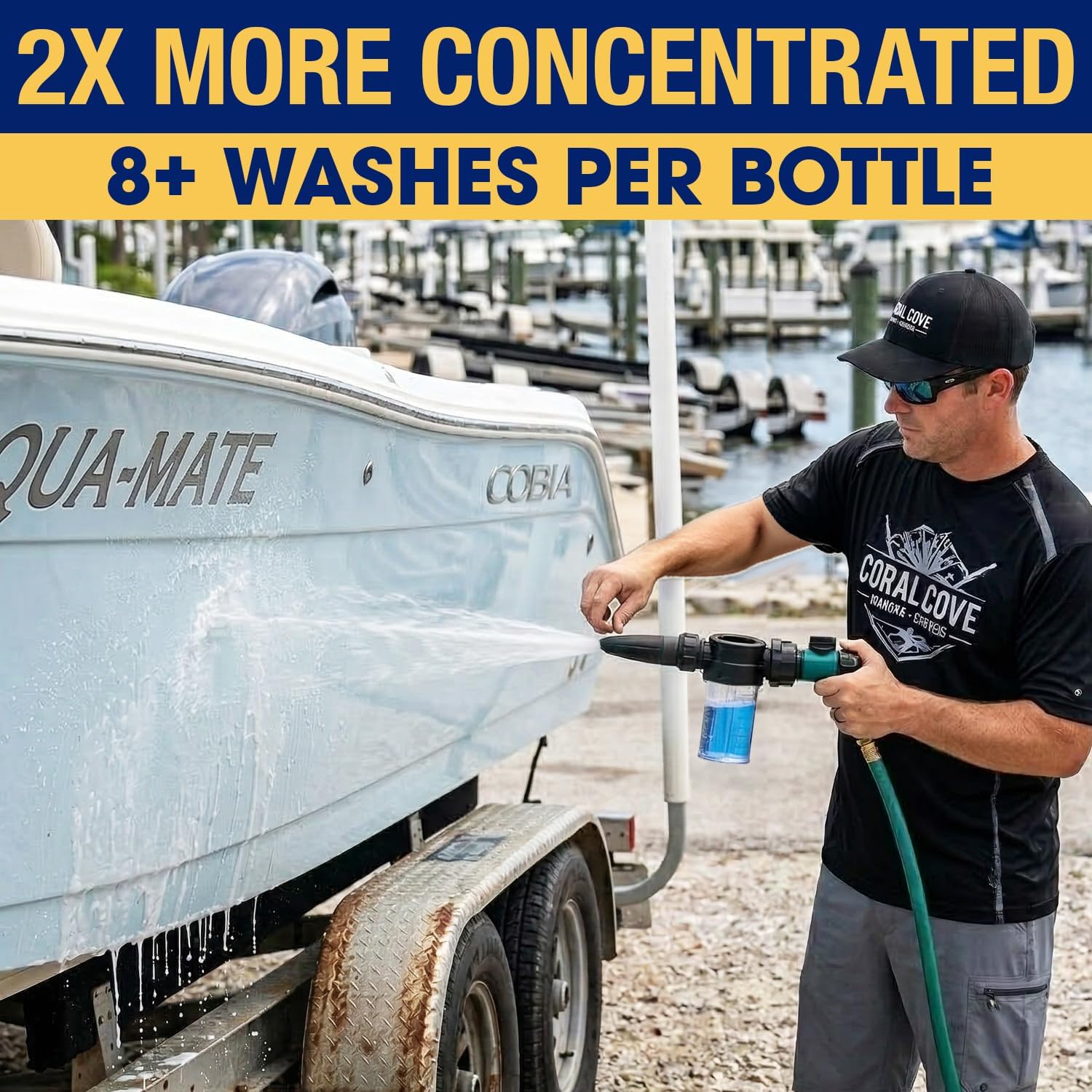 Concentrated Salt Remover + Corrosion Protection - Made in USA -Salt Cleaner Ideal for Boats, Cars, Marine Engine & Outboard Motor Flush, Washes Salt Away from Boat, Vehicles & Trailers, 32 Oz