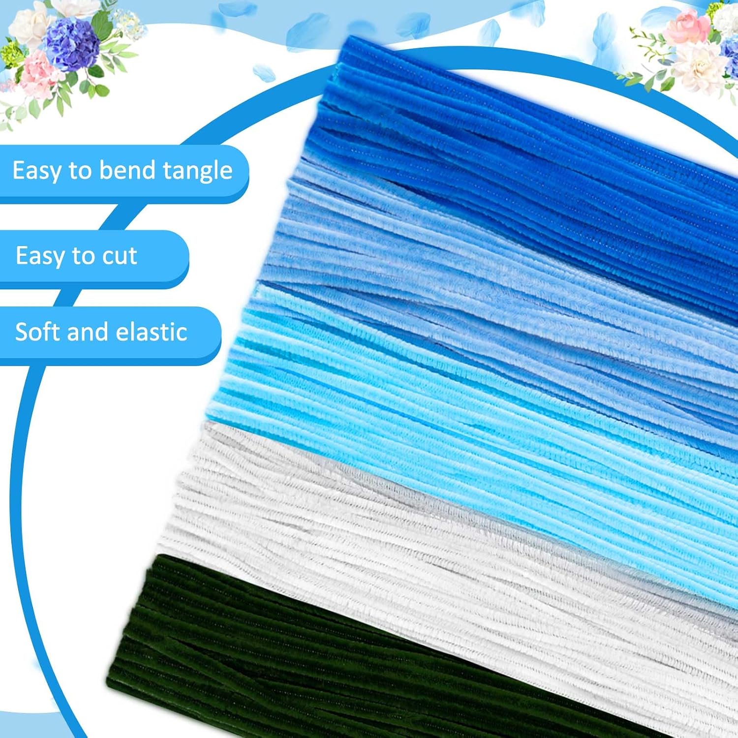 Peryiter 371 Pcs Pipe Cleaners Set, Floral Supplies, Blue & Green image 5