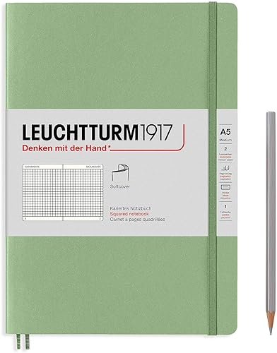 Miniatura 40 de LEUCHTTURM1917 - Cuaderno mediano A5 de tapa blanda, 123 páginas numeradas para escribir y llevar un diario (color verde bosque, rayado) Verde
