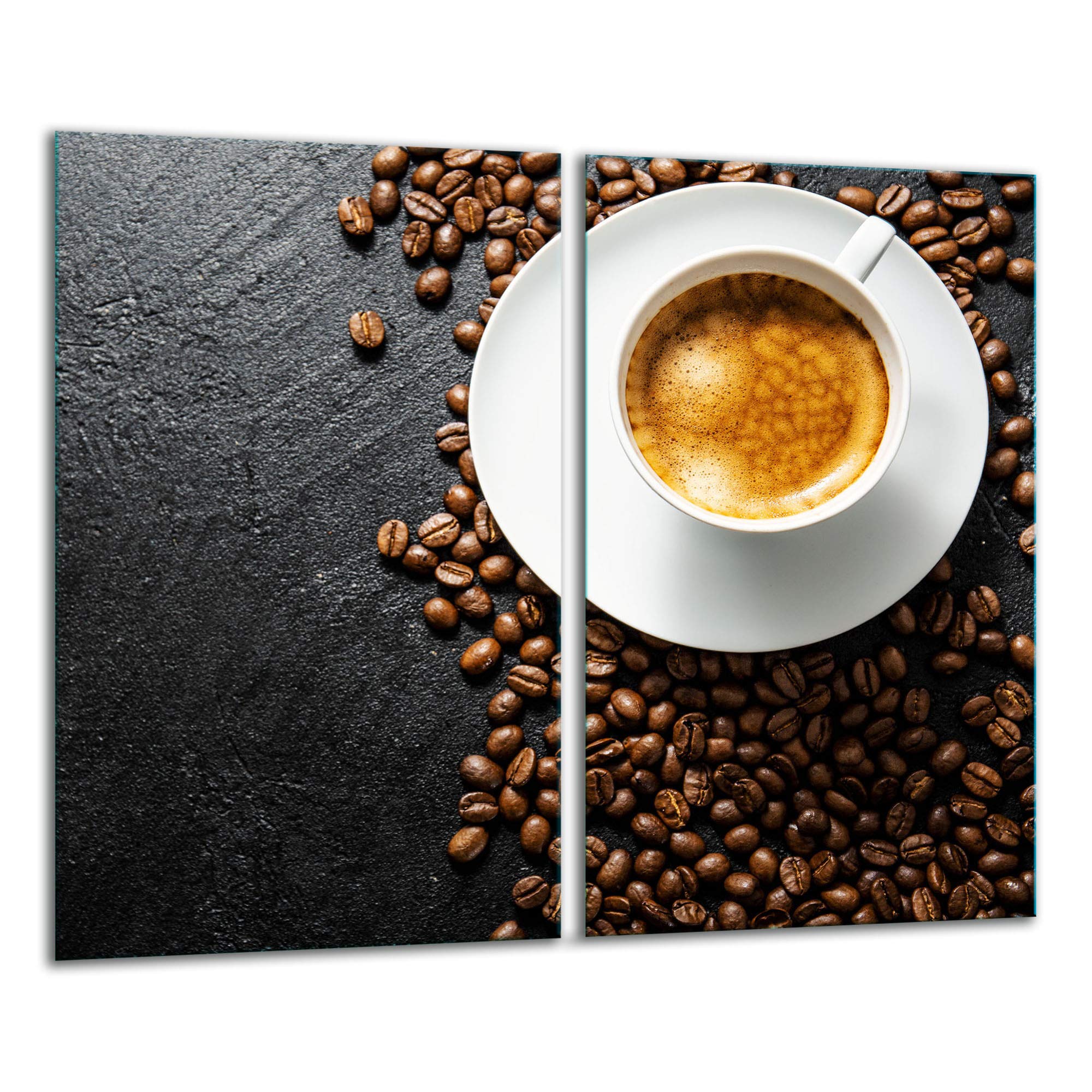 TMK | Herdabdeckplatten 2 Teilig 2x30x52 cm Ceranfeldabdeckung Küche Elektroherd Induktion Herdschutz Spritzschutz Glasplatte Schneidebrett | Kaffee
