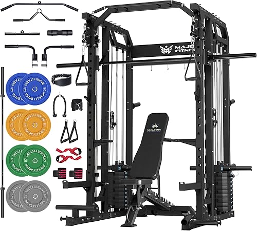 Miniatura 12 de Major Fitness Drone2 Advanced Training Smith Machines– Máquinas Smith de entrenamiento avanzado todo en uno para gimnasio en casa con juego de