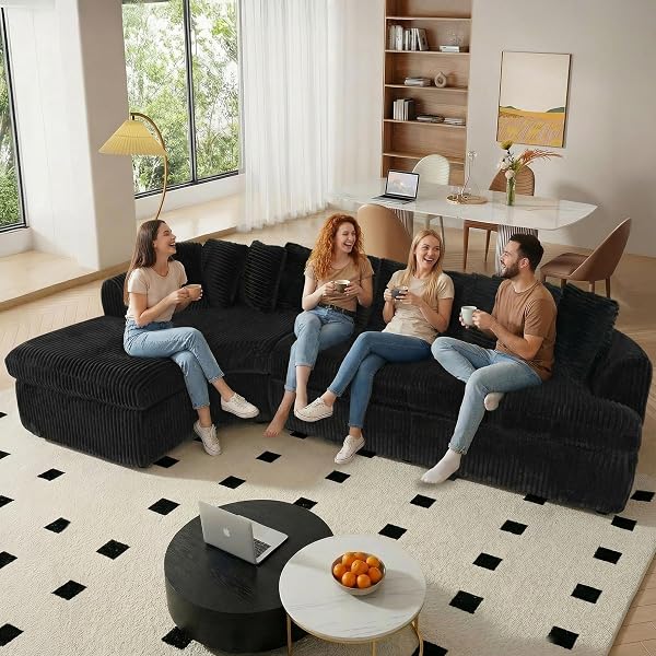 UQGVML Sectional Couch for Living Room, L Shaped Modular Sectional Sofa with Deep Seat, Cloud Boneless Couch with Chaise