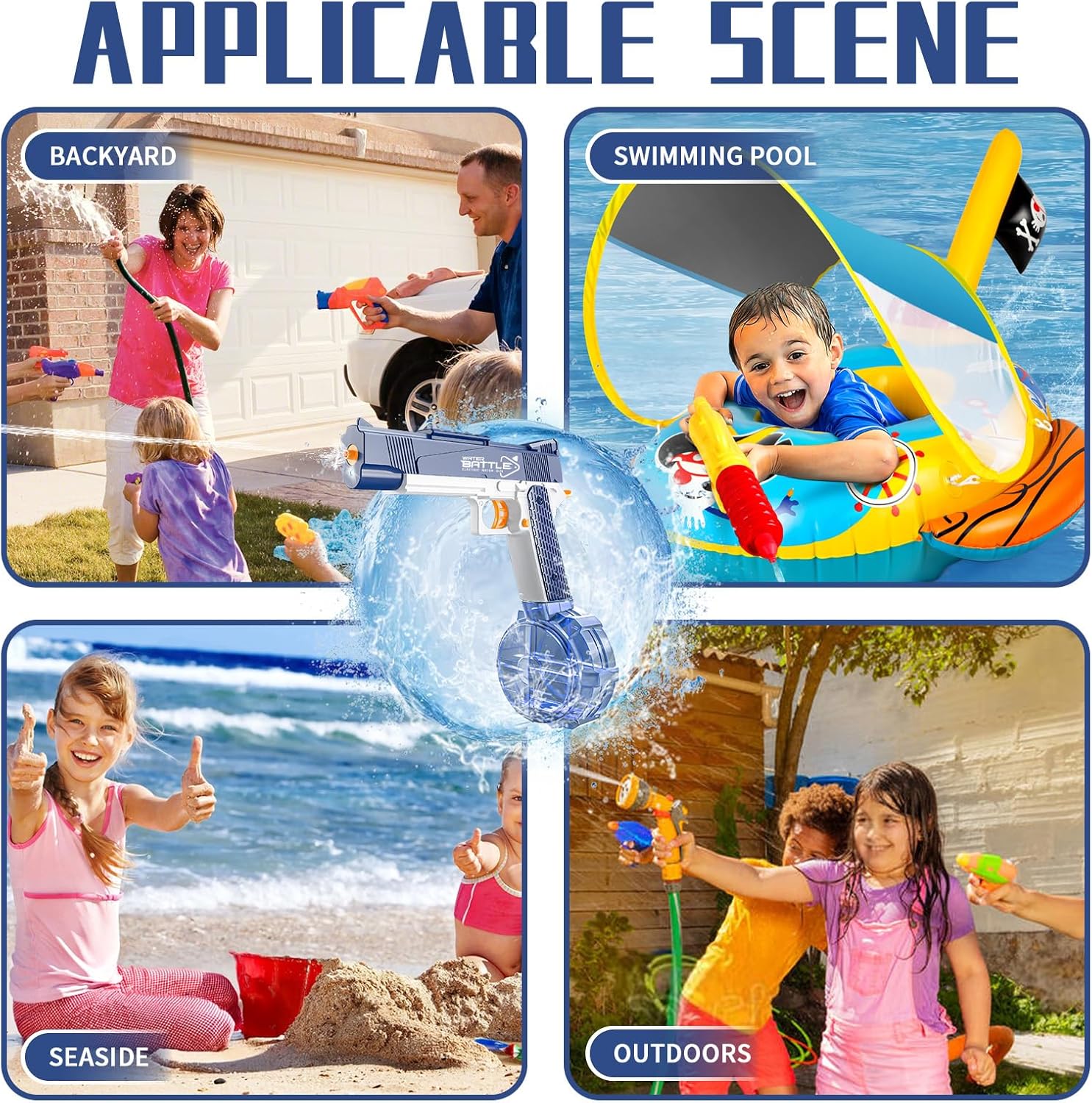 2 Pack Electric Water Gun, Water Guns for Adults, Magazine Large Capacity Automatic Water Gun, Toys for Pool, Beach, Outdoor Activities