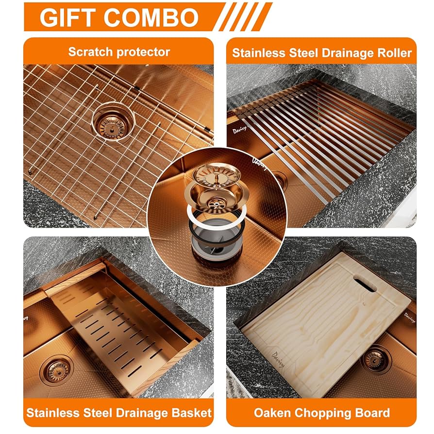 ⭐︎　27cm Davivy 27 Inch Kitchen Sink, 27x19 Inch Single Bowl