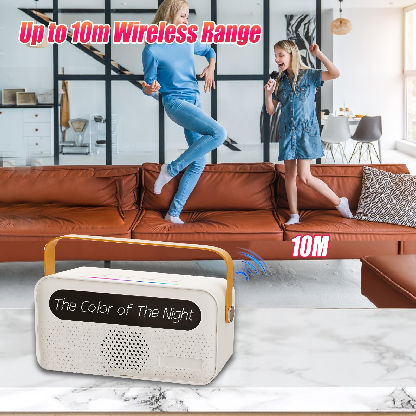 Máquina de karaoke para niños y adultos, altavoz Bluetooth portátil con 2 micrófonos inalámbricos, con pantalla de letras, para TV, fiesta en casa, regalo para niños, fiesta familiar de