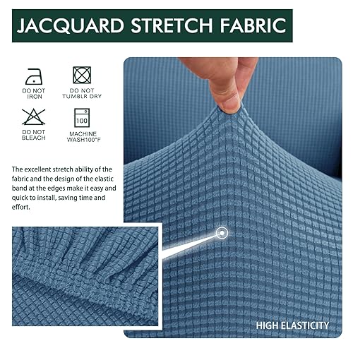 Miniatura 7 de Bundle of Hokway - Fundas de cojín elásticas para sofá, funda de cojín de asiento de sofá (azul oscuro, 1 unidad + 2 unidades)