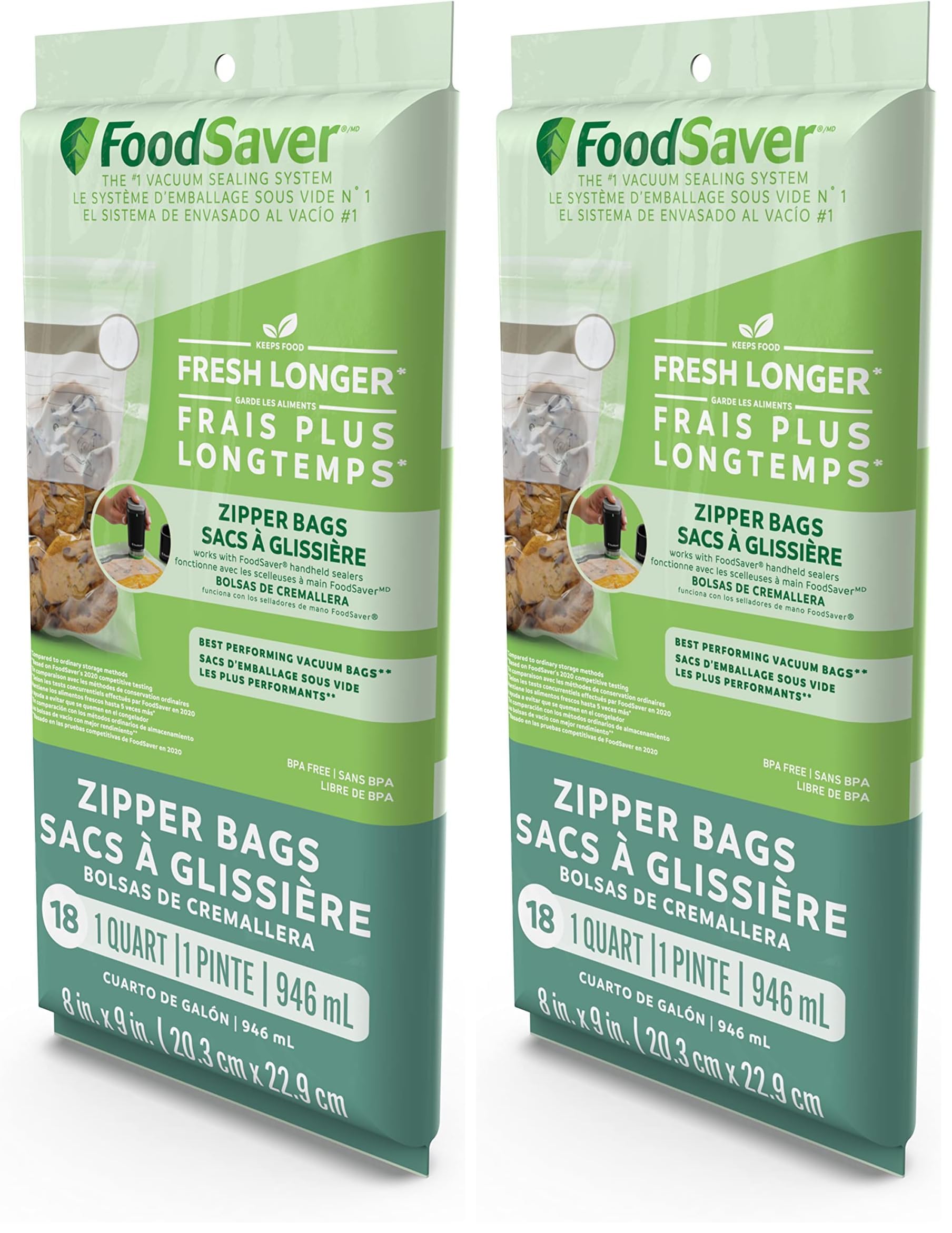 FoodSaver 1-Quart Vacuum Zipper Bags (Pack of 2)